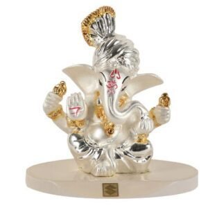 God Idol - Pagdi Ganesha (Resin) | 24k Silver Plated